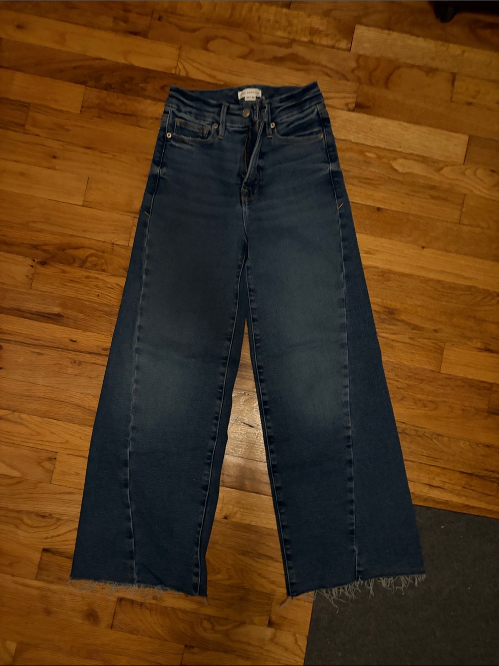 Good American Dark Blue High-Rise Wide Leg Jeans